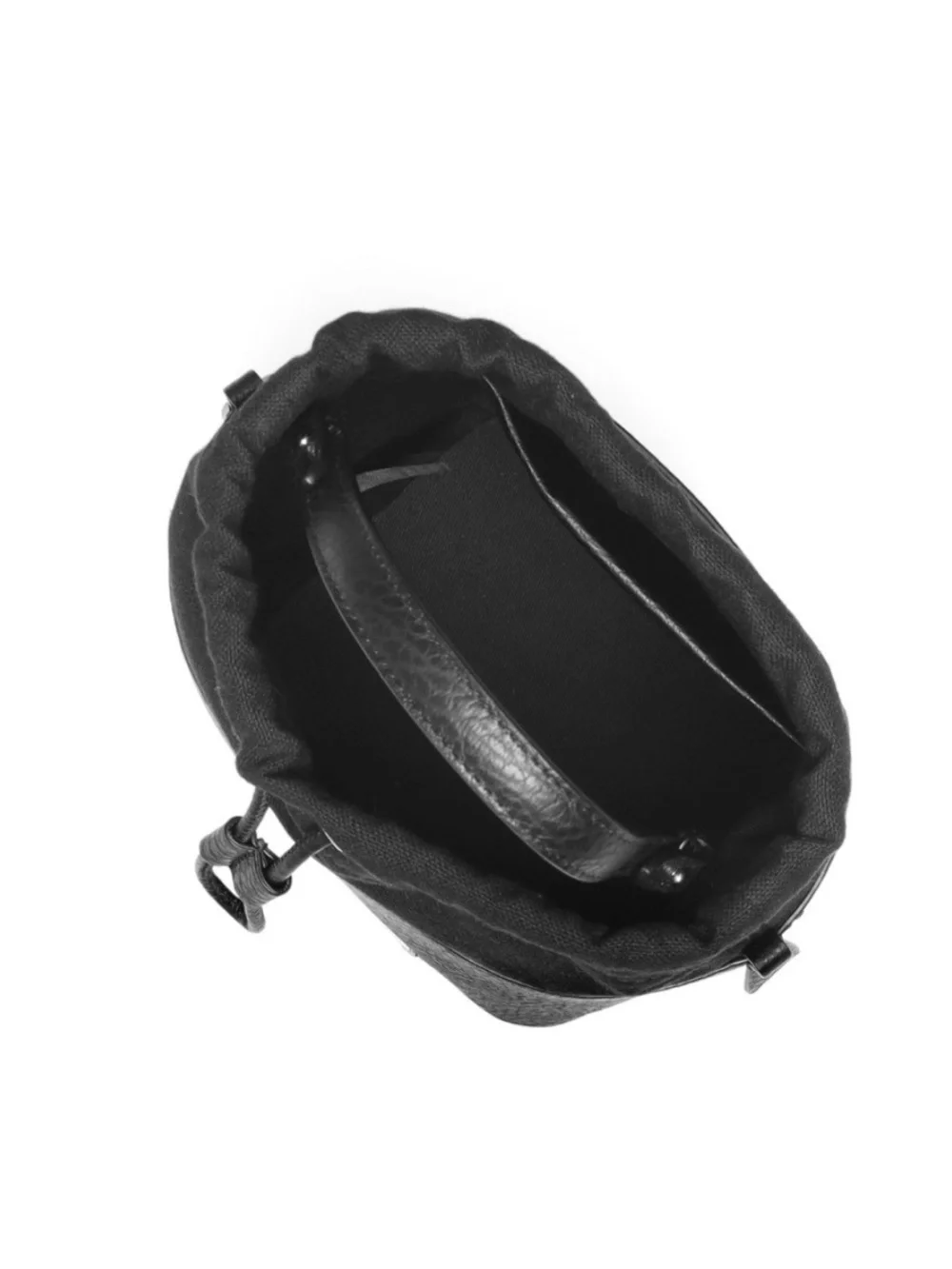 Maison Martin Margiela Black Leather Drawstring Bucket Bag